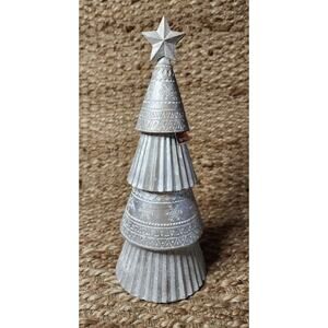12.5" Matte Silver Christmas Tree Sculpture Tabletop Holiday Decor
